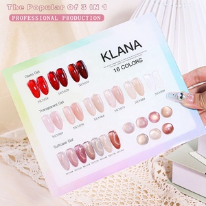 KLANA 16 Colors 3 In 1 UV <b>Gel</b> Set Transparent Jelly <b>Gel</b> Polish <b>Kit</b> Soak Off Nail Art <b>Gel</b> With Acrylic Color Chart for Salon DIY - Product Image 5