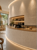 Mosaico de Travertino, Piedra Flexible, Revestimiento de Piedra para Paredes, Azulejos para Baño, Ducha, Spa, Cocina, Decoración