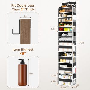 Over The Door Organizer 8 <b>Shelf</b> Hanging Storage With Large Pockets For Behind Door Or Wall Use Non Woven Fabric Clear PVC - Product Image 3