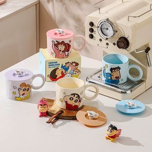 Crayon Shin-Chan <b>Cute</b> Cartoon Ceramic Water Cup with Lid High-Value Office and Home Drinking <b>Mug</b> for Parties - Product Image 2
