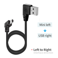 Cable USB Mini de 5 Pines de Alta Calidad con Doble Codo a 90 Grados (Izquierda/Derecha), Cable de Carga de Datos Duradero para Grabadora de Conducción