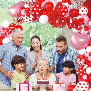 Decoraciones Ecológicas de Calidad para Bodas, San Valentín, Graduaciones, Kit de Guirnalda de Globos Rojos, Blancos y Rosas, Arco de Globos de Látex con Forma de Corazón - Product Image 5