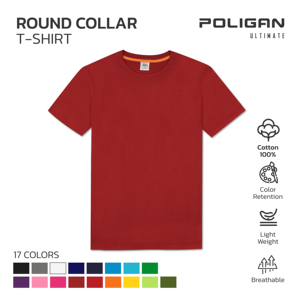 Best Poligan Round Neck <b>T</b>-<b>Shirts</b> Short Sleeve Unisex Colored Detail Inside Collar Cotton 100% Light Weight Breathable PG111 - Product Image 2