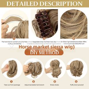 Chignon bouclé pour femme, style européen-américain, avec pince à cheveux, imitation queue de cheval, aspect naturel et volumineux, en fibre haute température - Product Image 3