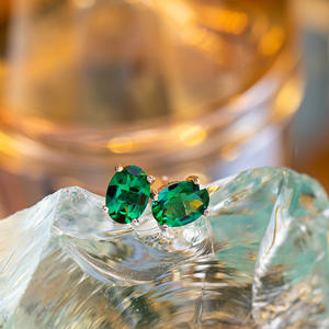 All Fashion 1 Carat Earrings Hydrothermal Grow Columbian Emeralds Certified Lab Grown Emerald <b>Green</b> <b>Jewelry</b> - Product Image 2