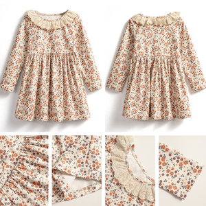 Robe Fille Imprimé Fleuri Manches Longues Polaire Douce Noël Hiver Maternelle Élégante Couleurs Assorties - Product Image 3