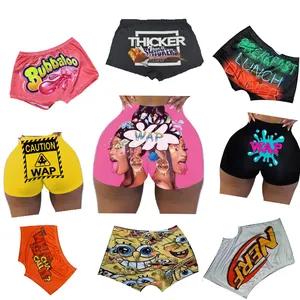 Summer Custom Design Booty Highwaist Bite Me Snack Shorts Print Colorful S-xxl Ladies Gym Snack Shorts For Women