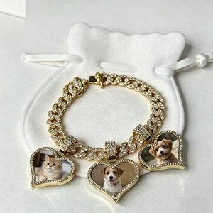 Bracciale Hip Hop Iced Punk con Ciondolo Memoria Placcato Oro, Catena Cubana da 9mm, Foto e Cuore con Zirconi per Gioielli Personalizzati - Product Image 3