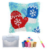 Kit de coussin en crochet à motif de Noël pour adultes débutants, fleurs colorées, bricolage, artisanat fait main, décoration de la maison