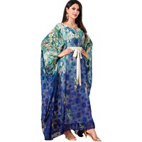 4018 élégant transfrontalier grande taille robe à manches chauve-souris dubaï Abaya imprimé ample décontracté à manches longues pour l'été Eid pour les femmes