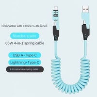 Nouveau câble USB rétractable blindé en alliage de zinc 4-en-1 à charge rapide avec connecteurs USB-A/Type-C pour smartphones et transfert de données