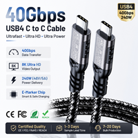 Cable de Datos Thunderbolt 4 Tipo-C de Alta Velocidad de 40 Gbps, Compatible con Video de 8K, Revestimiento de Nailon, Carga Rápida de 5A, USB4 Trenzado para Cámara