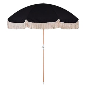 Sombrilla de Patio Elegante con Borlas Decorativas de 1.8M, Duradera, con Inclinación Ajustable para Exteriores - Product Image 1