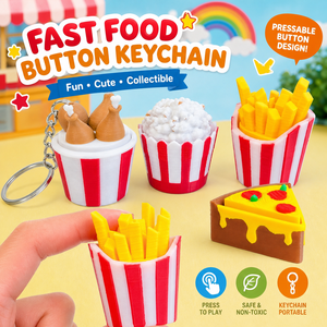 Vashine Llavero con interruptor de teclado mecánico de juguete con diseño de comida impreso en 3D, juguete sensorial único de pizza y patatas fritas para alivio del TDAH - Product Image 1