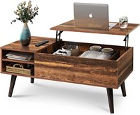 Table basse en bois de luxe moderne grande étagère de rangement cachée ascenseur Table à manger de table salon