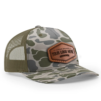 Penjualan terlaris kustom 112 gaya Vintage sekolah tua Camo kulit Patch Retro 6 Panel Camo Gorras Snapback klasik topi Trucker topi