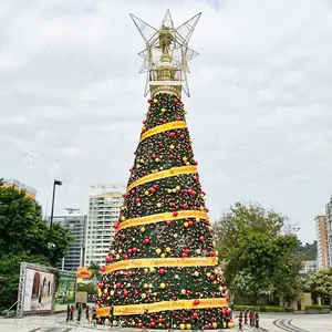 Adornos navideños de lujo personalizados para exteriores, alambre alto, marco de metal grande, árboles de Navidad