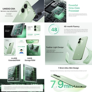 El teléfono inteligente UMIDIGI G9A 4G desbloqueo facial más barato 4GB + <span class=keywords><strong>64GB</strong></span> 6,75 pulgadas Android 14 Go Dual Sim teléfono móvil global - Product Image 2