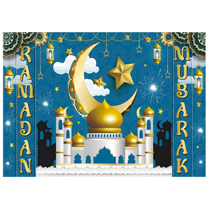 7 x5ft Eid Mubarak Hintergrund Muslim Arabian Nacht Hintergrund Laterne Monds tern Schloss Dekoration Party Banner Photo Booth Requisiten - Product Image 3