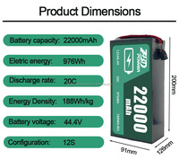 Batterie lithium-ion OEM&ODM 22000mAh 25C 6S 12S 14S 51.8V 1000 cycles pour drone agricole de pulvérisation