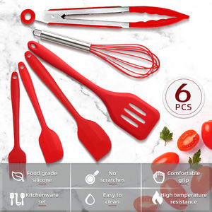 Set Peralatan Dapur Silikon 6 Buah Baru, Anti Lengket, Spatula/Penjepit Tahan Panas, Aksesoris/Gadget/Alat Dapur - Product Image 6
