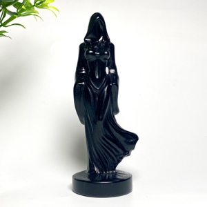 Estatua de Bruja Tallada en Cristal Natural al por Mayor, Tallado de Obsidiana para Halloween, Decoración del Hogar <span class=keywords><strong>y</strong></span> Regalo - Product Image 5