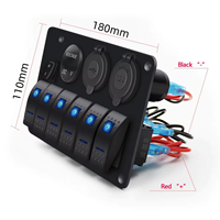 Panneau d'interrupteurs pour voiture avec prise allume-cigare USB, voltmètre, pour bateau marin, 12V, 6 interrupteurs à bascule avec fonction économie d'énergie