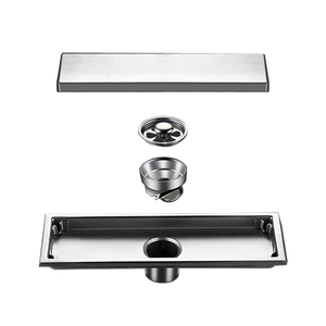 2in1 gạch thép không gỉ 304 cống sàn phòng tắm dài tuyến cống vô hình dọc Outlet vòi hoa sen thoát nước sàn - Product Image 4