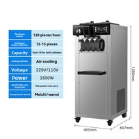 Machine à glace molle automatique verticale 22-30L/H, 3 saveurs, pour usage commercial, fabrication de cornets de glace au lait