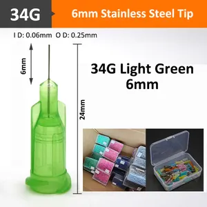 Plastic Stainless Steel Super Glue Dispensing Tip For Adhesive Dispense Needle LUER LOCK Nozzle 14G-34G 6MM 1/4 INCH