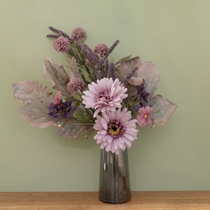 Bouquet de fleurs artificielles Qianhe Sun CF01014, décoration de mariage, décoration murale pour la maison, arrangement floral violet rose - Product Image 1