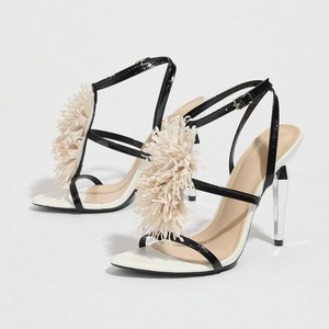 Women's New Style Electroplated Stiletto <b>Sandals</b> for Foreign Trade - With Shiny Floral Accents, Fashionable Design - Product Image 5