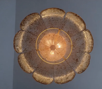 Lustre moderne du milieu du siècle en verre avec fleurs, lampe suspendue avec lumière LED blanc chaud à intensité variable