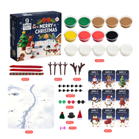Kalender Advent Desa Tanah Liat Natal 9 Hari DIY untuk Anak-Anak, Set Hadiah Kerajinan Liburan dari Tanah Liat Kering, Pemasok OEM ODM