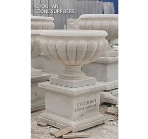 Fuente de Agua de Piedra para Jardín, Decoración de Mármol Blanco para Patio Exterior, Decoración de Paisaje para Hogar de Lujo - Product Image 1