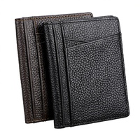Dompet Pendek Pria Kulit Asli yang Modis dengan Desain Portabel dan Penutup Terbuka