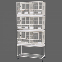 Cage en métal à trois niveaux avec support, plateau amovible, conteneur alimentaire en acier inoxydable, Cage empilable pour oiseaux et pigeons