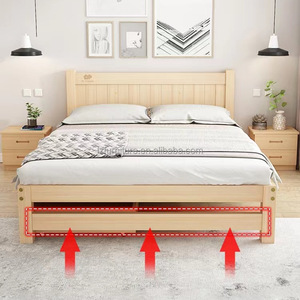 Economy Simple Wood Base Hotel <b>Bed</b> Customized Queen King Size <b>Platform</b> <b>Bed</b> <b>Frame</b> with Headboard For 3 Star Hotel Bedroom Sets - Product Image 5