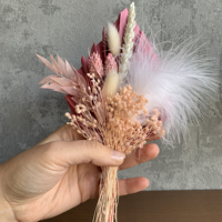 Bouquet Floral de Luxe B avec Mini Eucalyptus, 10 pièces, Arrangement préservée de lilas et fleurs séchées