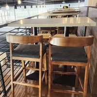 Ensemble de mobilier de restaurant pliable écologique moderne, chaise haute et table avec tabouret en bois pour hôtels, centres commerciaux, bars