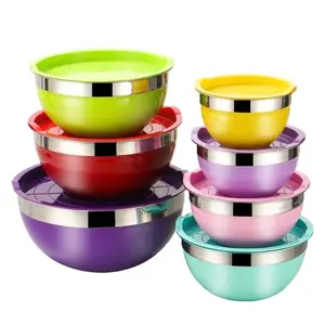 Salad Fruit Bowls Mixing Bowls Colorful 7pcs/set Stainless Steel Mixing Fruit Bowls