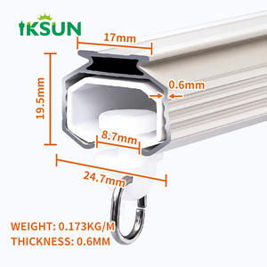 IKSUN personalizado deslizante montado en la pared riel de cortina aluminio extensible silencioso juego de rieles de cortina para oficina en casa - Product Image 2