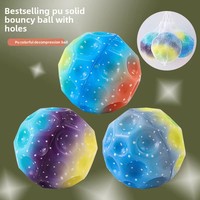 Jouet de balle rebondissante pour enfants - Balle solide en mousse PU hautement élastique, perforée, en forme de pierre lunaire, petite balle d'extérieur de 7 cm