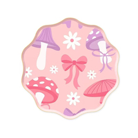 Ensemble de vaisselle de fête DAMAI, assiettes en papier rose en forme de champignon, nœud papillon, gobelets, décorations d'anniversaire pour filles, 60-80 pièces, respectueux de l'environnement