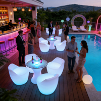 Ensemble de mobilier de bar lumineux moderne et tendance pour la maison, table et chaises de salon à chicha, 16 couleurs, télécommande sans fil, IP65, extérieur