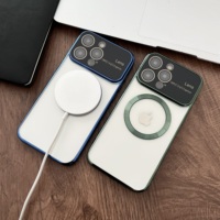 Grande fenêtre galvanisée magnétique housse de téléphone pour iPhone 14 housse de téléphone pour iPhone 15 Pro Max coque de téléphone transparente en TPU