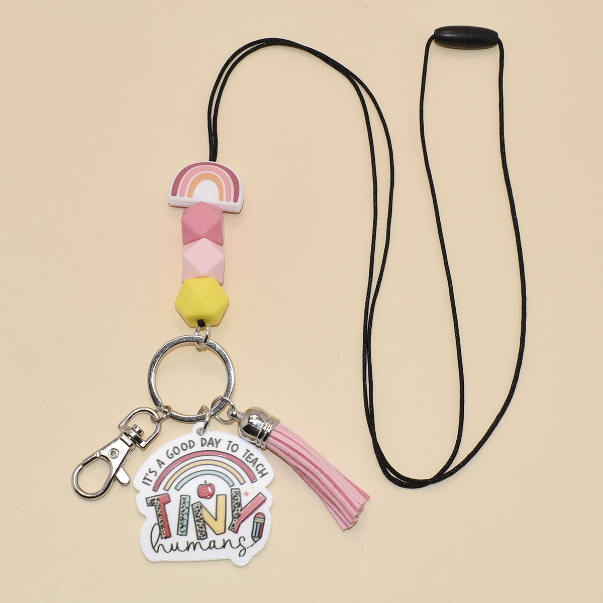 Wofish Boho Design Cute Style Silicone Pencil Colors Lanyard Keychains With Black COMPOSITION Bool TINY Big Pencil Blank Gifts Image 4