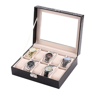 Luxury Custom logo Popular Leather Watch Mens Packaging case PU Leather <b>Storage</b> Gift 10 Slots Watch <b>Box</b> - Product Image 1
