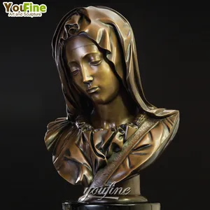 室内家庭或教堂雕塑麦当娜圣母玛利亚头半身像青铜