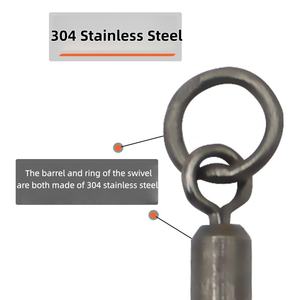 Ronnie Rig Swivel 304 en acier inoxydable avec revêtement en téflon, grand émerillon pivotant pour la pêche au fond anti-emmêlement - Product Image 2